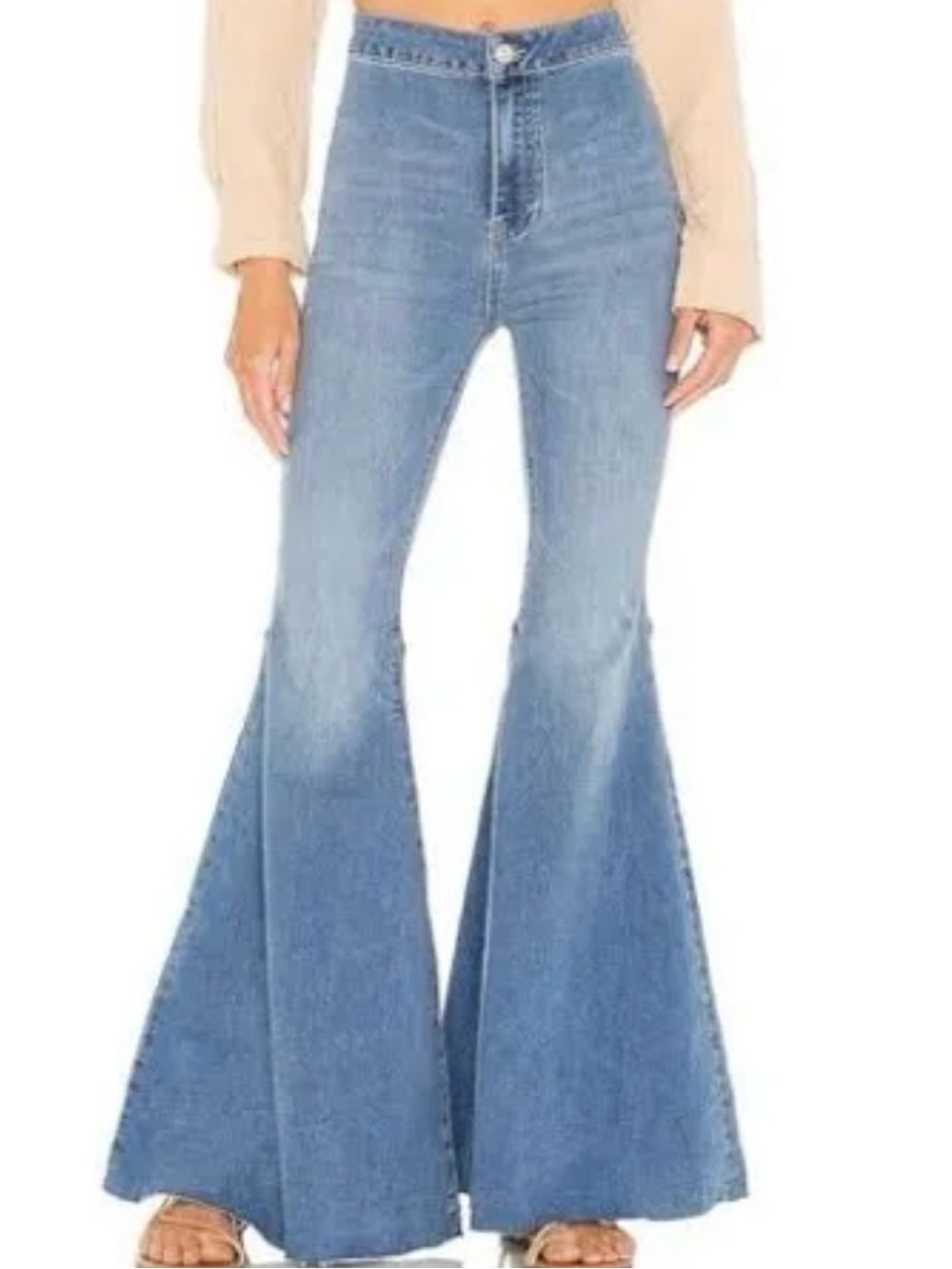 Altar'd State Super Flare Bell Bottom Jeans Light Wash Size Small NWT Boho